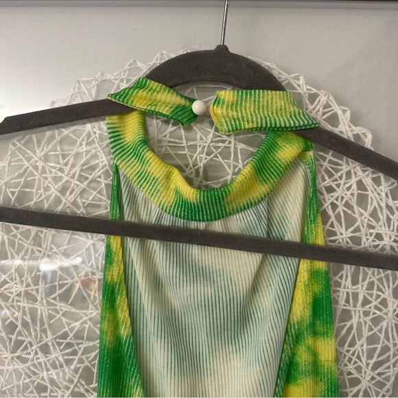 BOOHOO NWT Rib Halter Neck Mini Dress Ombre Print - Picture 2 of 5